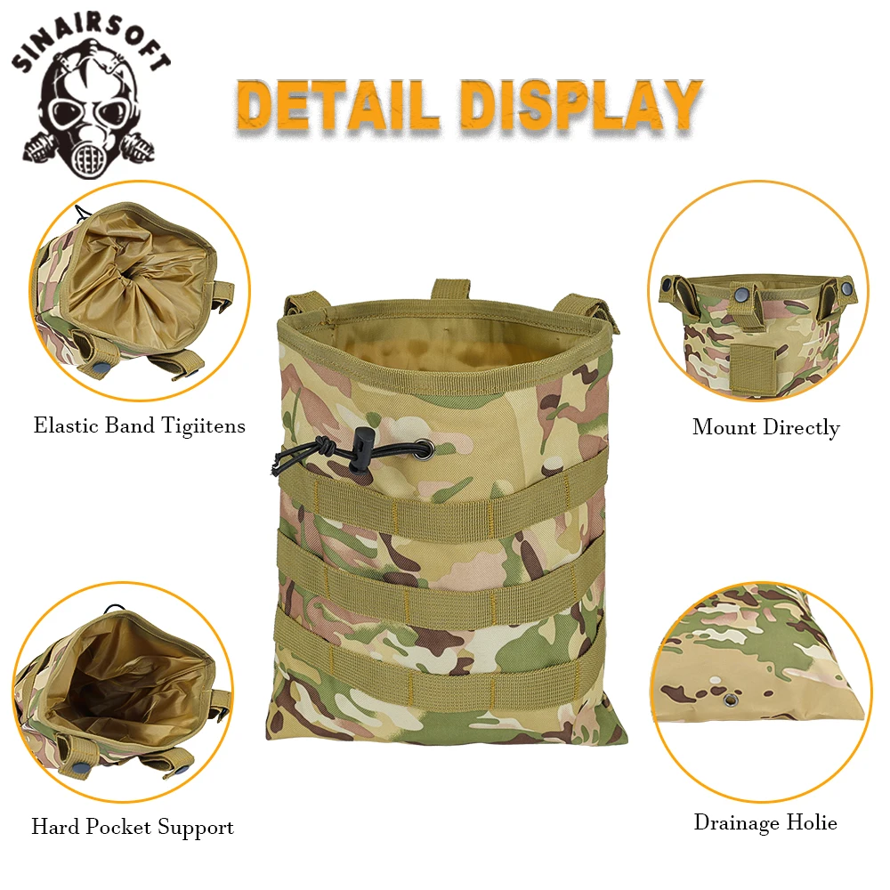 SINAIRSOFT Roll-up MOLLE Dump Pouch Tactical Magazine Recovery Pouch Outdoor Drawstring Mag Recycling Pouch Airsoft Hunting Gear 3