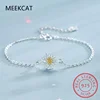 Real 925 Sterling Silver Fashion Sweet Daisy Flower Anklets For Women Wedding Party Birthday Present Jewelry DA2336