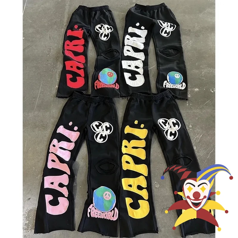Puff Print Project Capri Flared Sweatpants Men Women Casual Pants Jogger Sweat Pants Terry Trousers