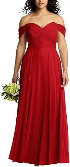 

Off Shoulder Chiffon Bridesmaid Dresses for Wedding Long Prom Dresses Evening Gowns