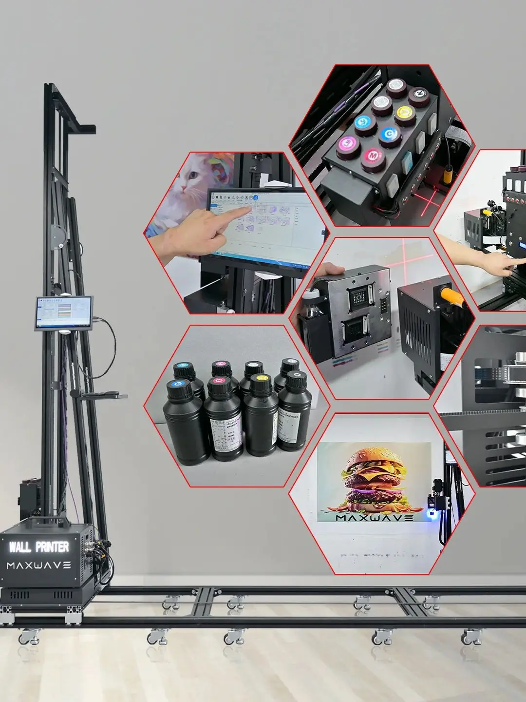 MAXWAVE Portable 3d / 5d vertical uv ink wall printer indo painting floor printer printing machine on wall 3d Wall Printer Uv