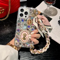 Luxury Rhinestone Diamond Phone Case with Elegant Strap - Redmi note 10s (Pink)