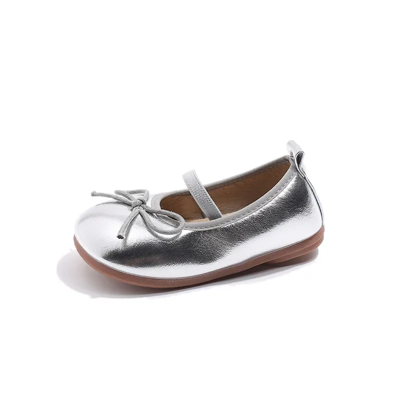 2024 Spring&Autumn Children's Little Leather Shoes for Girls Korean Girls' Soft Sole Bow Anti Slip Fashion Princess Single Shoes 5