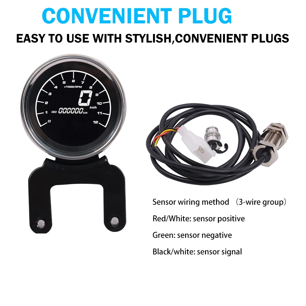

12V Motorcycle Tachometer Meter LED Backlight LCD For Harley-Digital Speedometer Temperature Fuel Meter Motorcycle Level Gauge