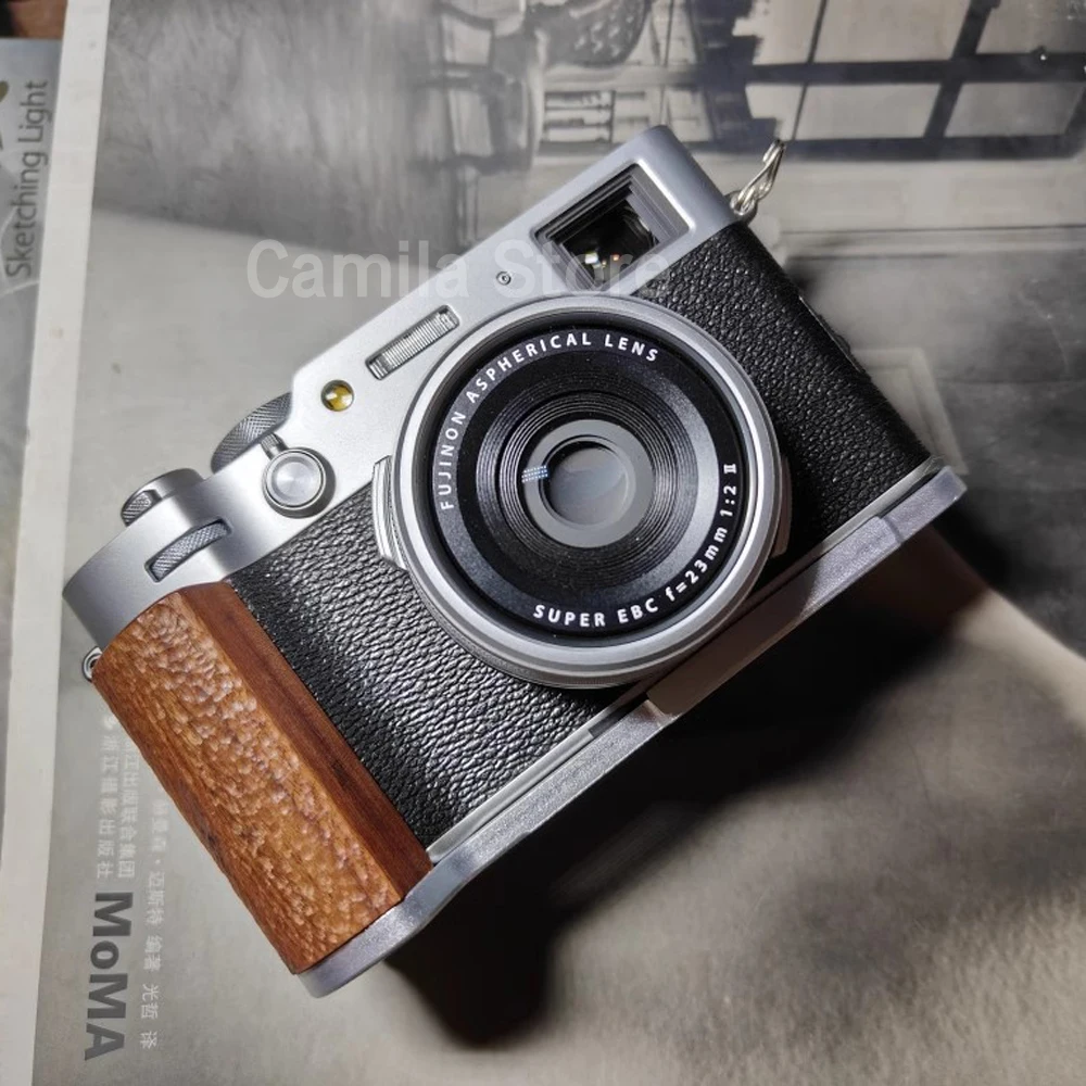 2024 Legno Metallo L Staffa Treppiede Piastra A Sgancio Rapido Base Impugnatura Antiscivolo Per Fujifilm X100Vi X-100Vi X100V Arca-Swiss