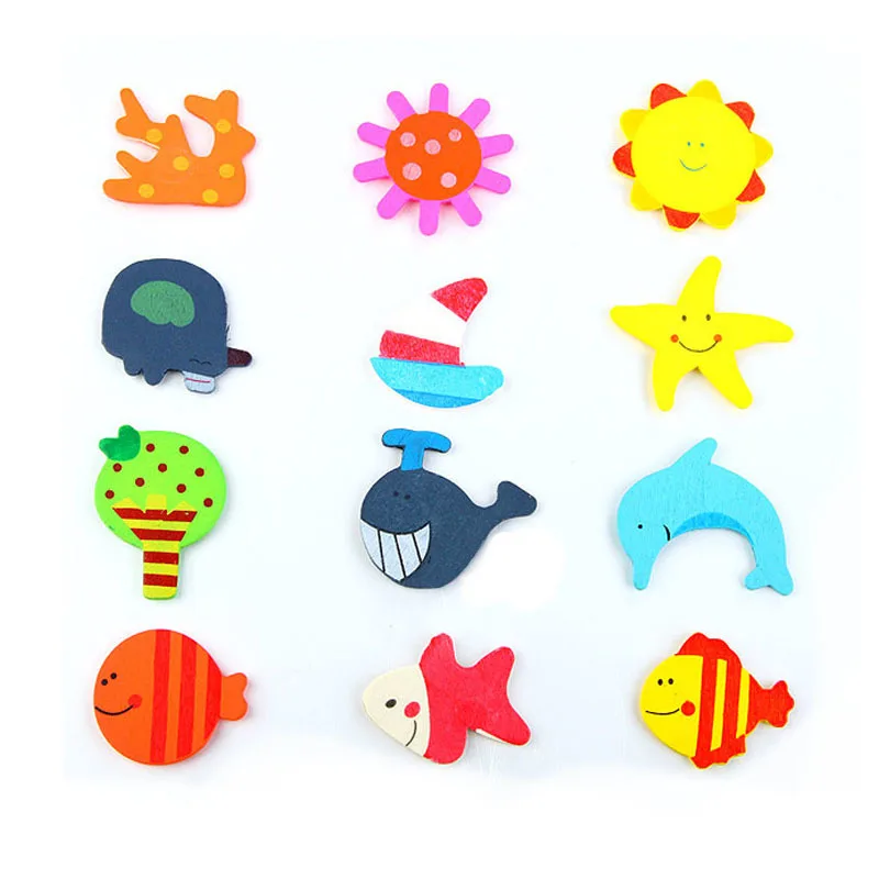 12pcs Animal Fridge Magnet Fridge Stickers Wooden Cartoon Kids Toys Child Educational Toys Cute Souvenir Gifts Magnetic Sticker