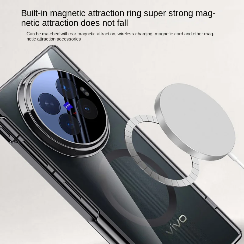 Magnetic Ring Transparent Screen Protector Case with Spring Hinged Back Cover