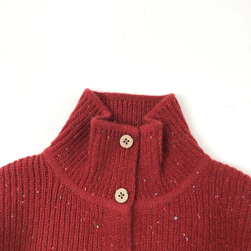 Red Knit Turtleneck Sweater for Kids Girls Christmas Outfit