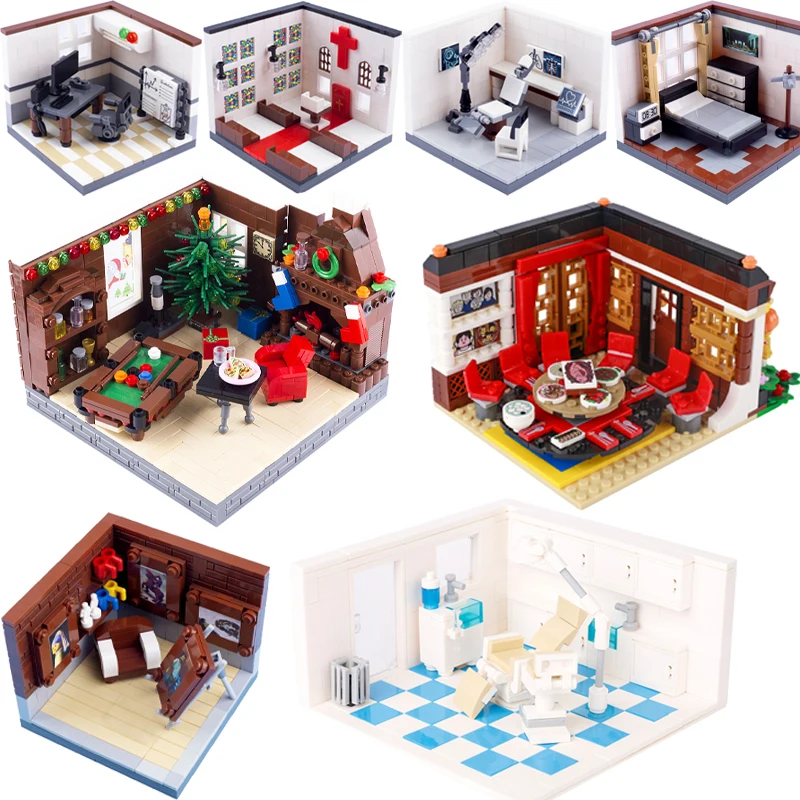 Moc City Church Camera Da Letto Ospedale Building Blocks Studio Cabina Di Natale Mini Mattoni Modello Stampato Figure Scena Giocattoli Per Bambini Reg
