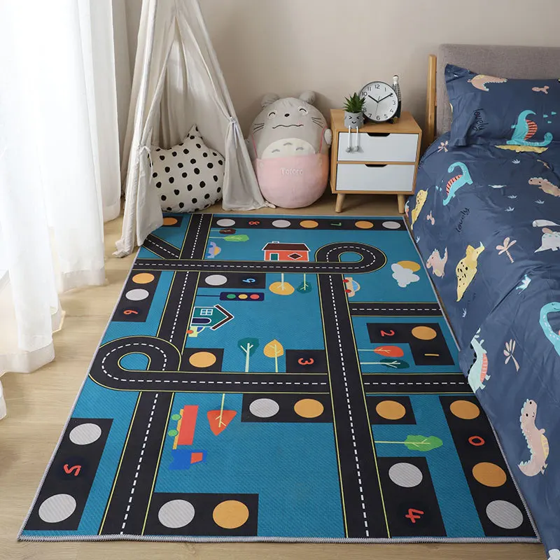 Children's Carpet Cartoon Dinosaur Jungle Green Soft Non Slip Indoor Carpet Small and Medium Size Rugs