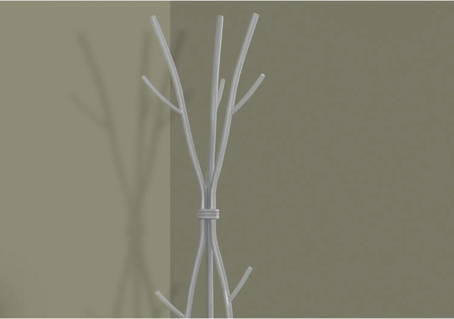 Hall Tree, Free Standing, 11 Hooks, Entryway, 74" H, Bedroom, Metal, Grey, Contemporary, Modern