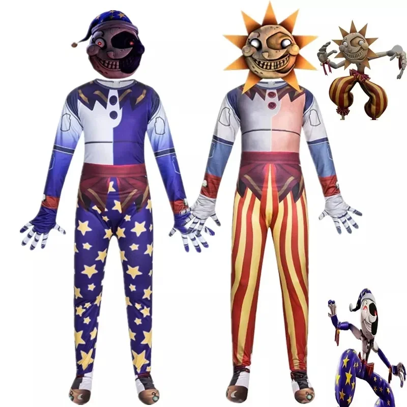 

Sundrop And Moondrop FNAF Cosplay Costume Kids Anime Jumpsuit Mask Horror Halloween Christmas Birthday Party Costume