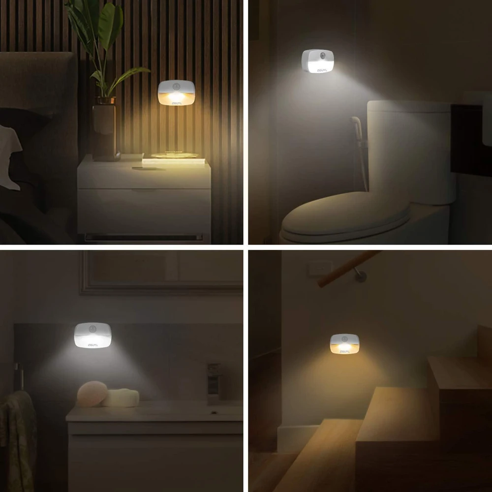 Motion Sensor Light Indoor LED Night Light Stick on Nightlight Battery Operated Lights for Hallway Stair Closet Bedroom Bathroom 2