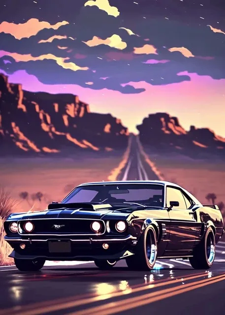 Japanese Landscape Canvas Painting GTR Car Art - Modern Aesthetic Wall Decor