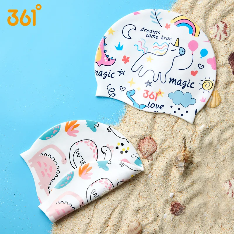 

Cartoon Swimming Caps Elastic Professional Silica Gel Waterproof Boys and Girls Swimming Hat with UV Protection, Outdoor Swimmer