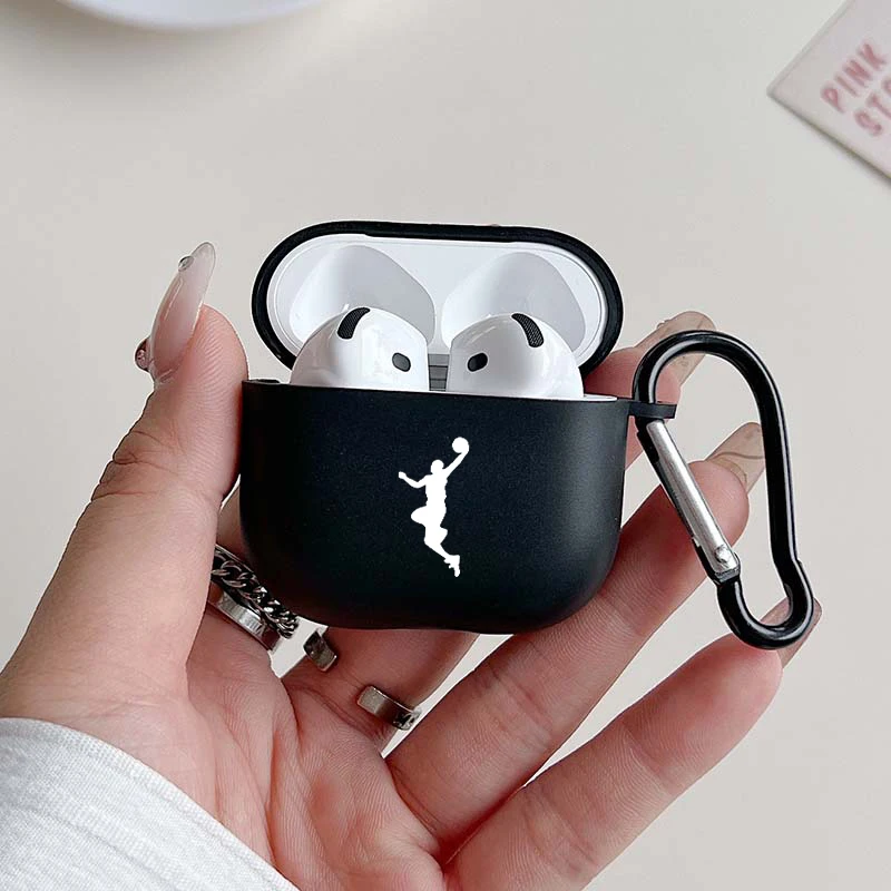 Black Shockproof Earphone Case for Airpods with Carabiner