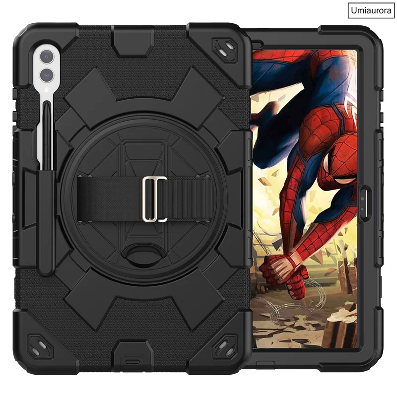 For Samsung Galaxy Tab S9 FE Plus 12.4 inch SM-X810 SM-X610 SM-X710 Tablet Case Kids PC Silicone Rotation Strap_voghion.com