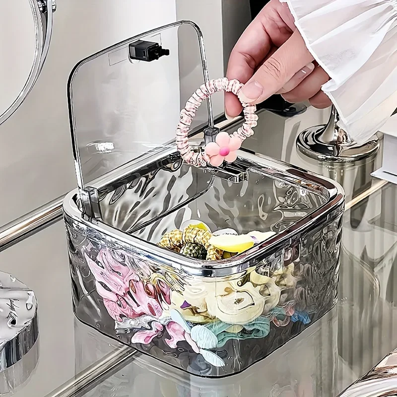 Hair Accessories Organizer Storage Box Clear Acrylic Hair Tie Organizer Headband Bows Cotton Swab Organization Bathroom