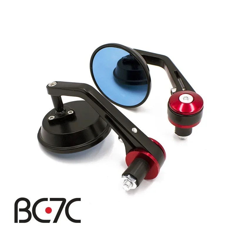 Blue Glass Motorcycle Handle Mirror round Rearview Mirror Modification Accessories Universal Fit for Motorcycles 22mm Diameter