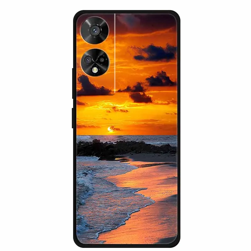 Original Soft Silicone TPU Phone Case Back Cover - Fashion Planet Design, Black Bumper