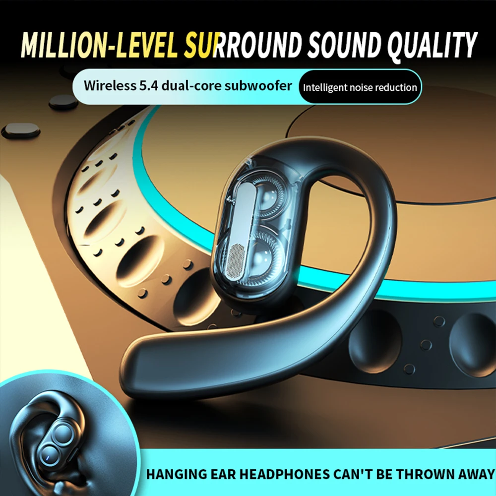 LX09 Wireless Headphones Ear Hook Gaming Bluetooth Headset Ultra Long Battery Life Open-Ear Stereo Earbuds For Sports Work