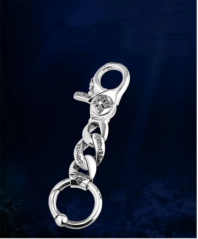 BOCAI S925 Sterling Silver Pendant 2022 New Fashion Vajra Pestle Siz Syllable Mantra Chains Pure Argentum Safety Amulet for Men