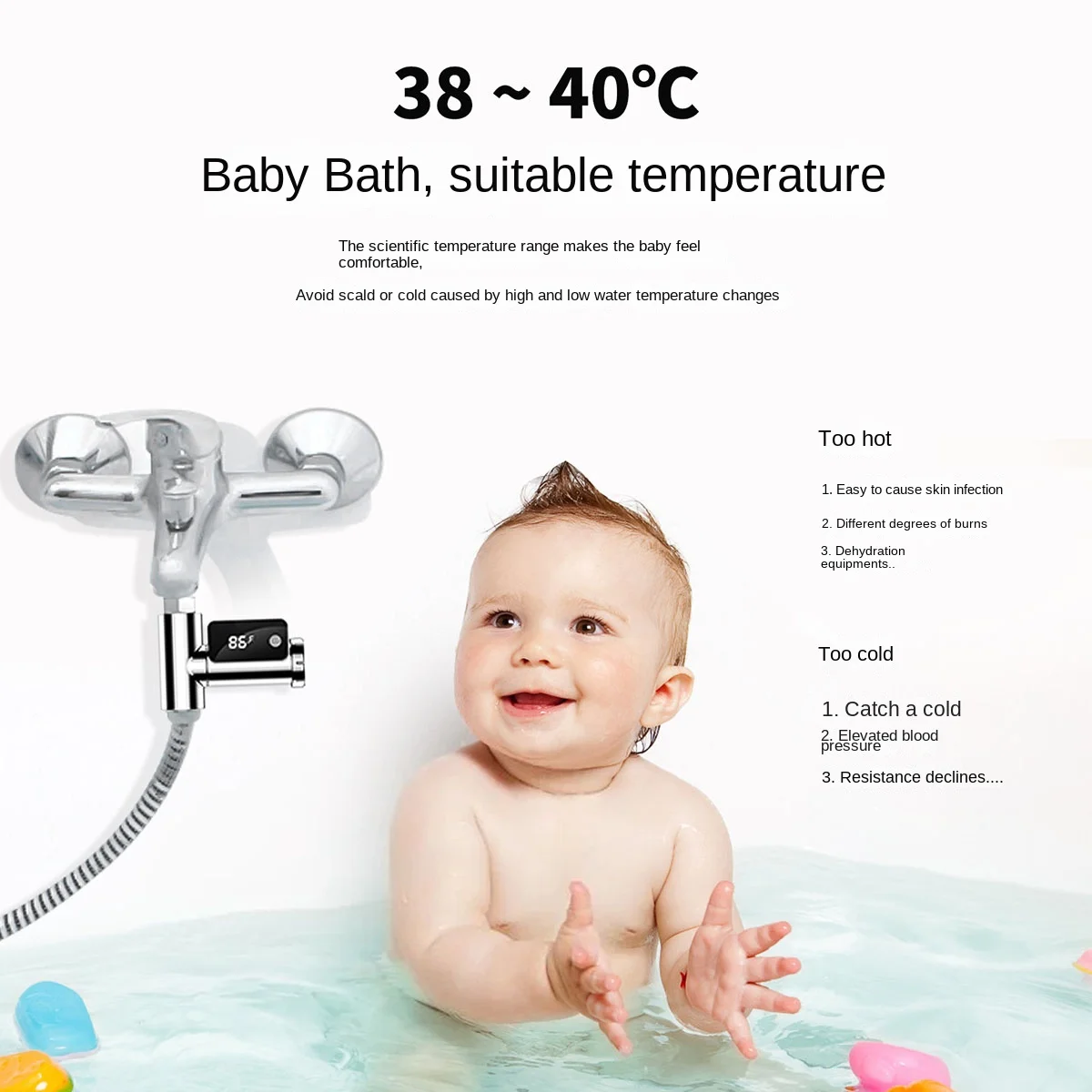 

LED Screen Display Water Faucet Showerhead Temperature Gauge 5℃-85℃ Bath Thermometer Water Temperature Meter Monitor