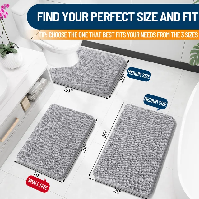 Chenille Plush Bathroom Rug – Extra Soft Non-Slip Bath Mat 2