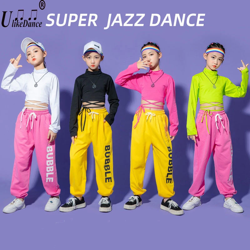 Kids Hip Hop Dancing Clothing Carnival Outfits Crop Tank Tops Jogger Pants For Girls Dance Wear Costume Stage Show Clothes