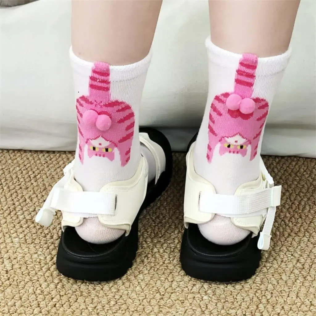 3 Paires De Chaussettes Chat Avec Boules - Coton Doux, Motif 3D, Taille Unique, Pour Homme/femme, Cadeau Rigolo