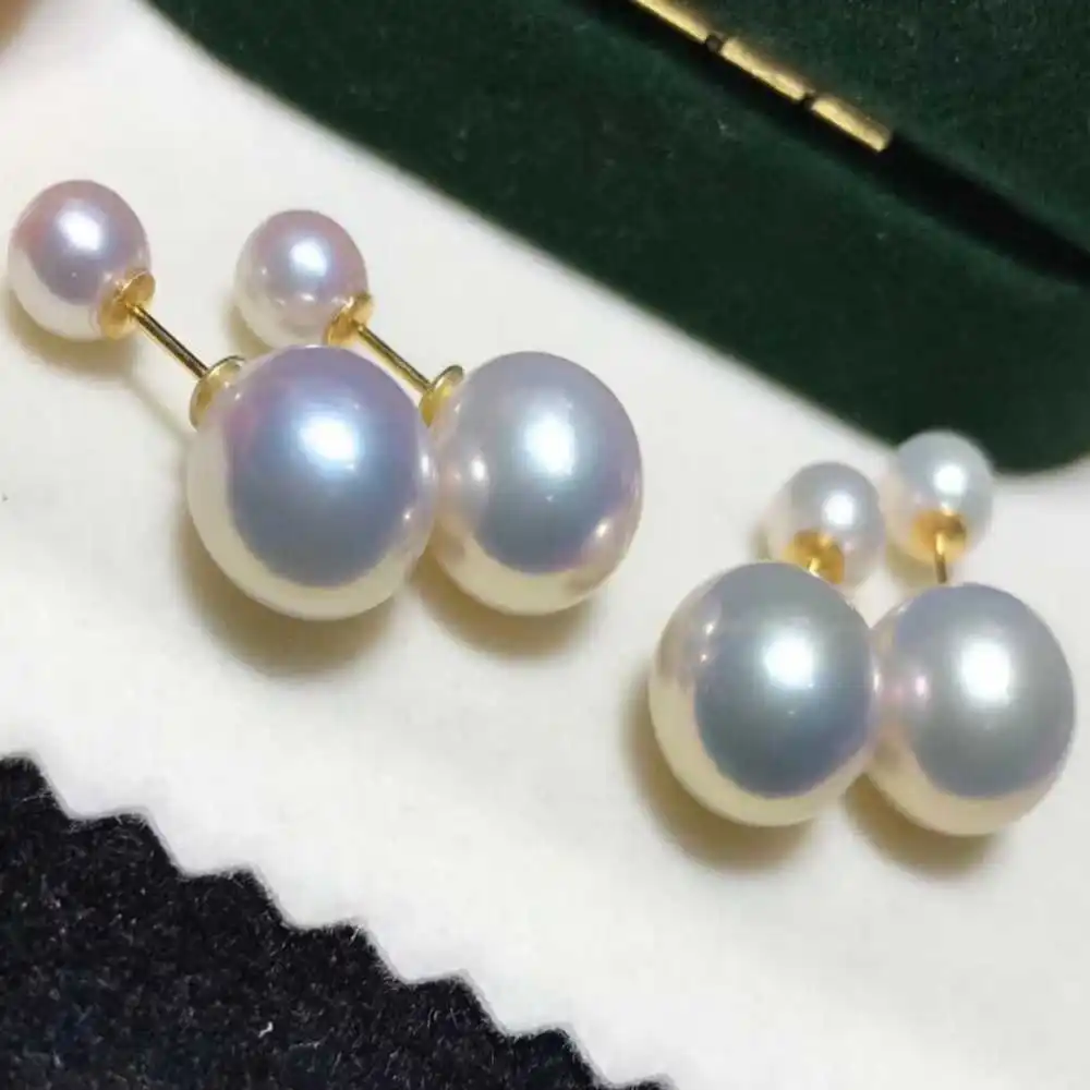 

Freshwater Pearl Double bead earrings 8-9/11-12mm Edison Pearl Holiday gifts Jewelry Women FOOL'S DAY HOOK VALENTINE'S DAY Gift
