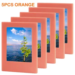 Magnetic Photo Frame Set: 5-Pack of 3-Inch Refrigerator Picture Holders (5 Orange)