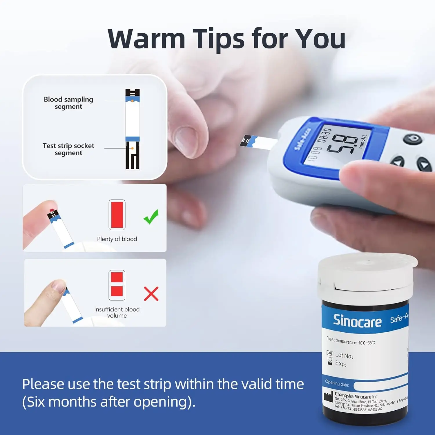 Blood Glucose Strips Sinocare Safe Accu2 50/100/200pcs blood glucose test strips with 50/100/200pcs Lancets Needles