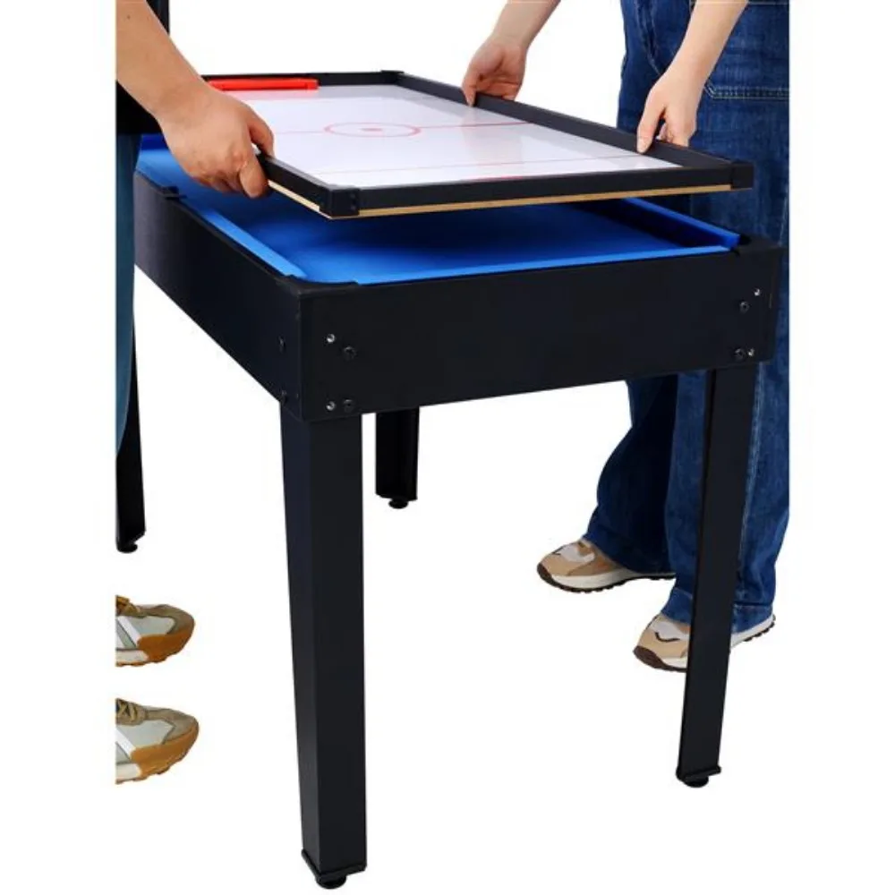 5-in-1 Multi-Game Table-Billiards, Push Hockey, Foosball, Ping Pong, and Basketball black/blue