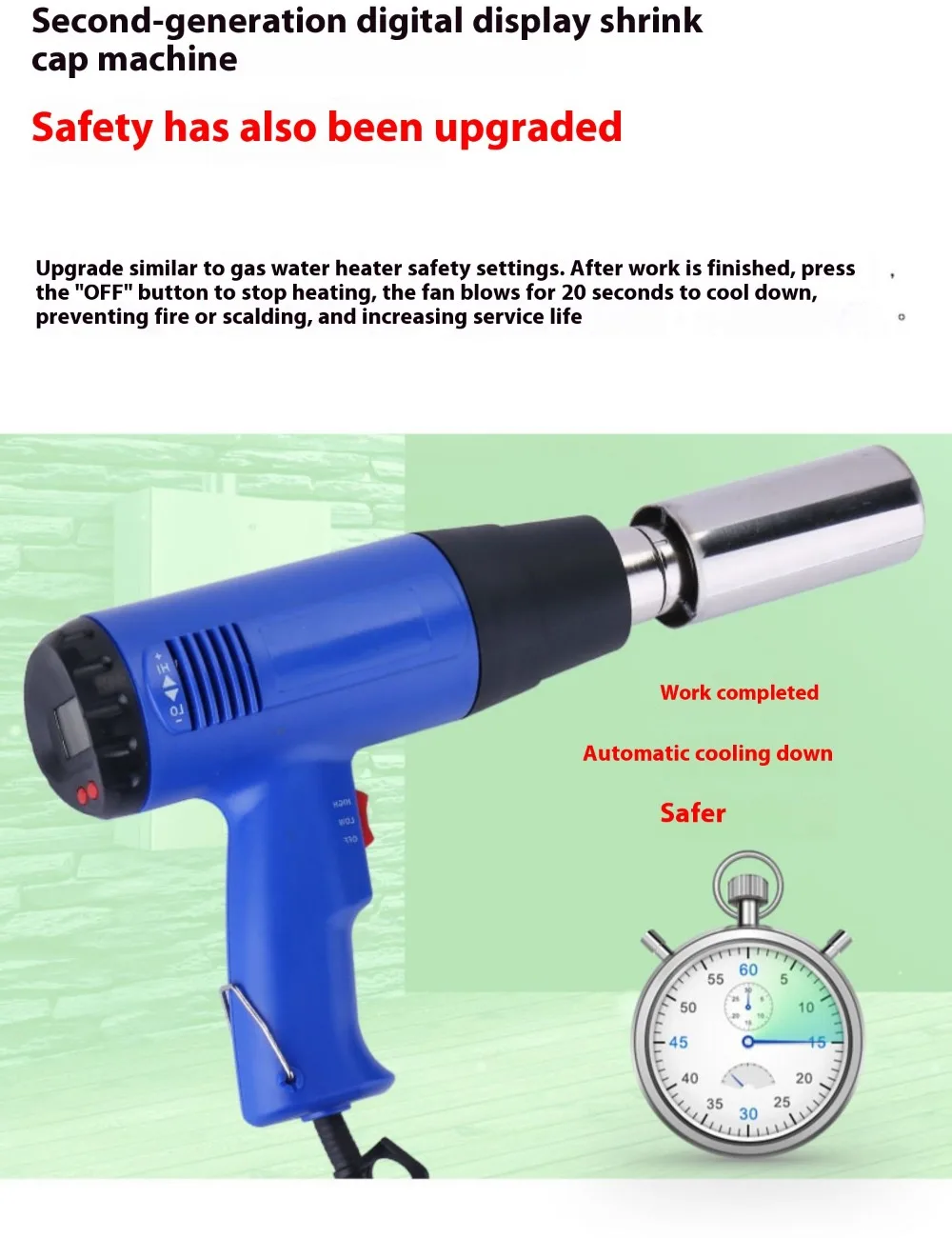 Portable PVC Capsule Heat Shrinker, Adjustable Handheld Heat Shrink Gun Wine Bottle Wrap Machine,Shrinking Sealing Machine