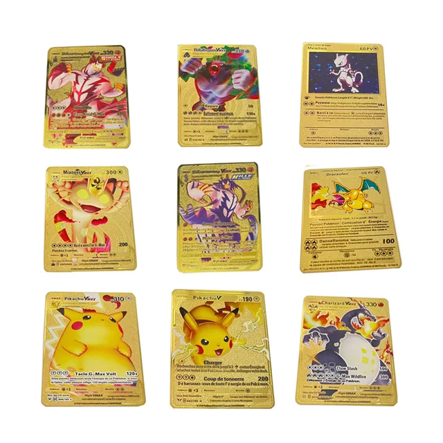 French Version Pokemon Metal Card Pikachu Charizard PV Anime