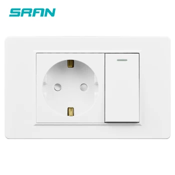 SRAN 16A EU ไฟฟ้าซ็อกเก็ตและสวิทช์1Gang 1/2 Way Pc แผง118*72มม.เต้าเสียบสายไฟและ Light สวิทช์ 1
