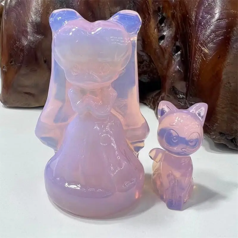 

1PC High Quality Opalite Cartoon Carvings Ornaments Crystal Crafts Handmade Figurine Christmas Gift Home Decoration