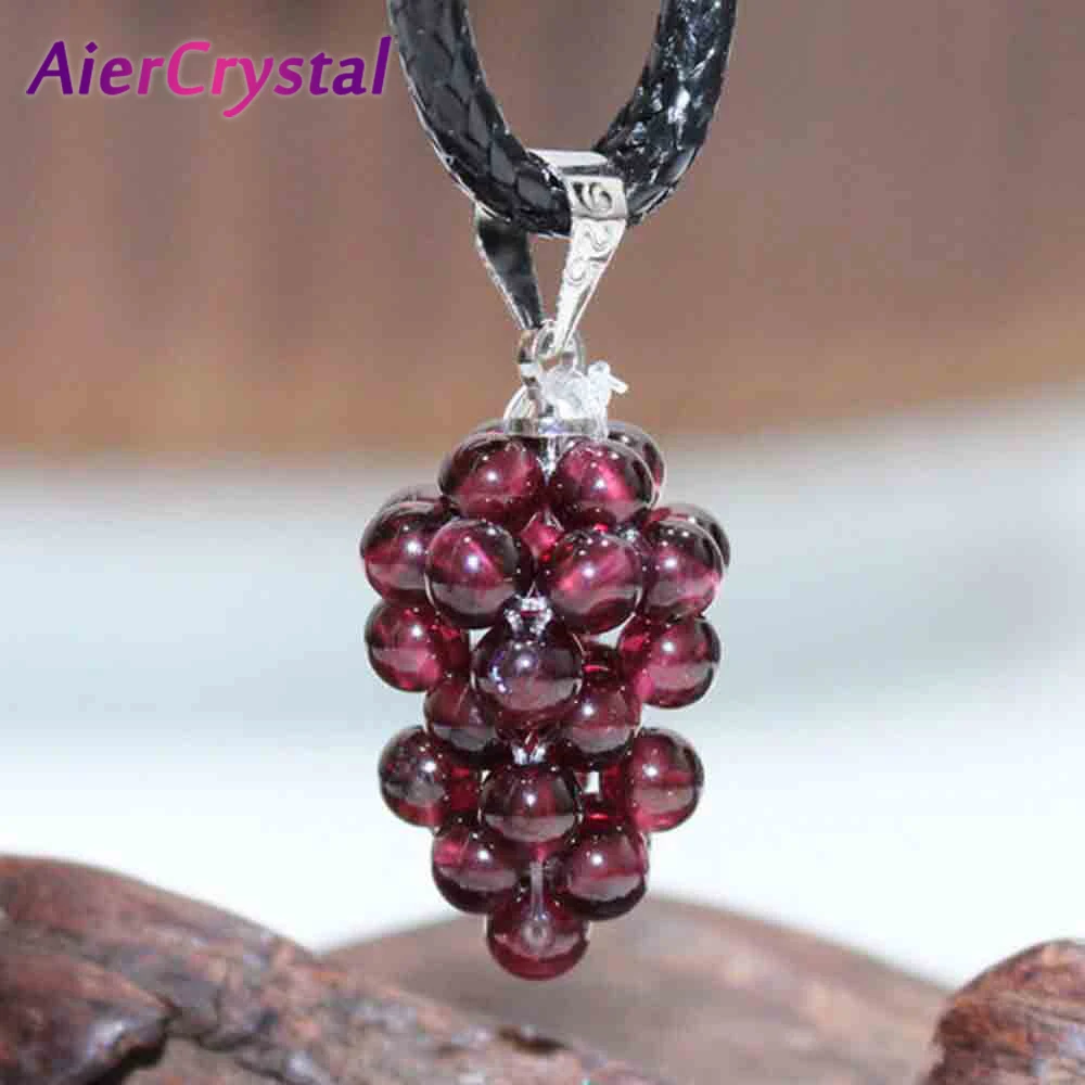  1PC Natural Material Garnet Grape Pendant Women's Necklace Reiki Healing Decoration Mineral Crystals Bead Raw Stone Jewelry