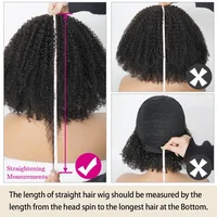 Perruques Afro crépues bouclées avec frange 200% densité brésilienne Remy cheveux humains pleine Machine faite perruques courtes Afro bouclés perruques pour les femmes 6
