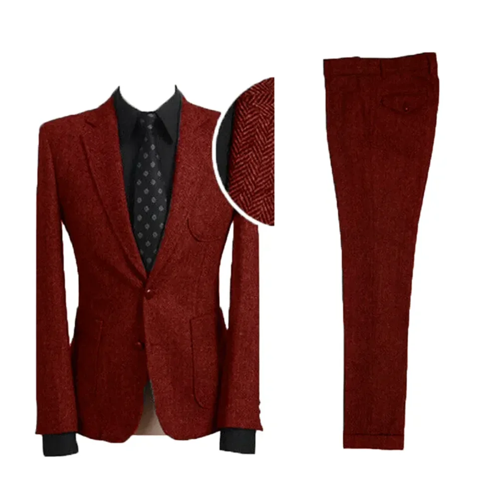

2023 New Arrival Men Suits For Wedding Custome Made Groom Wear Tweed Dinner Suits Evening Dress Three Pieces(Jacket+Pants+Vest)