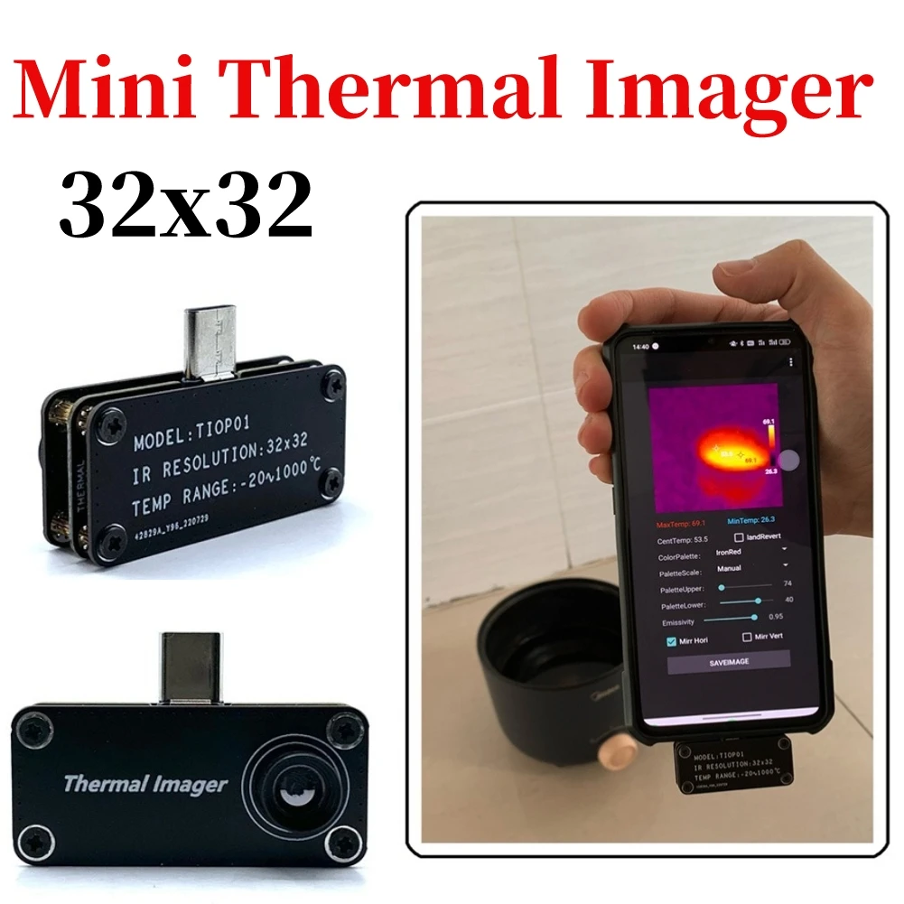 

Mini Infrared Camera External Infrared Imaging Device 32x32Resolution for Android Mobile Phone Professional Equipment