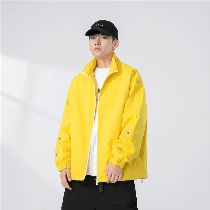 

2022 Preppy Style All-match Breathable Windbreaker Personality Embellishment Man Coat Student Sports Fashion Technical Jacket