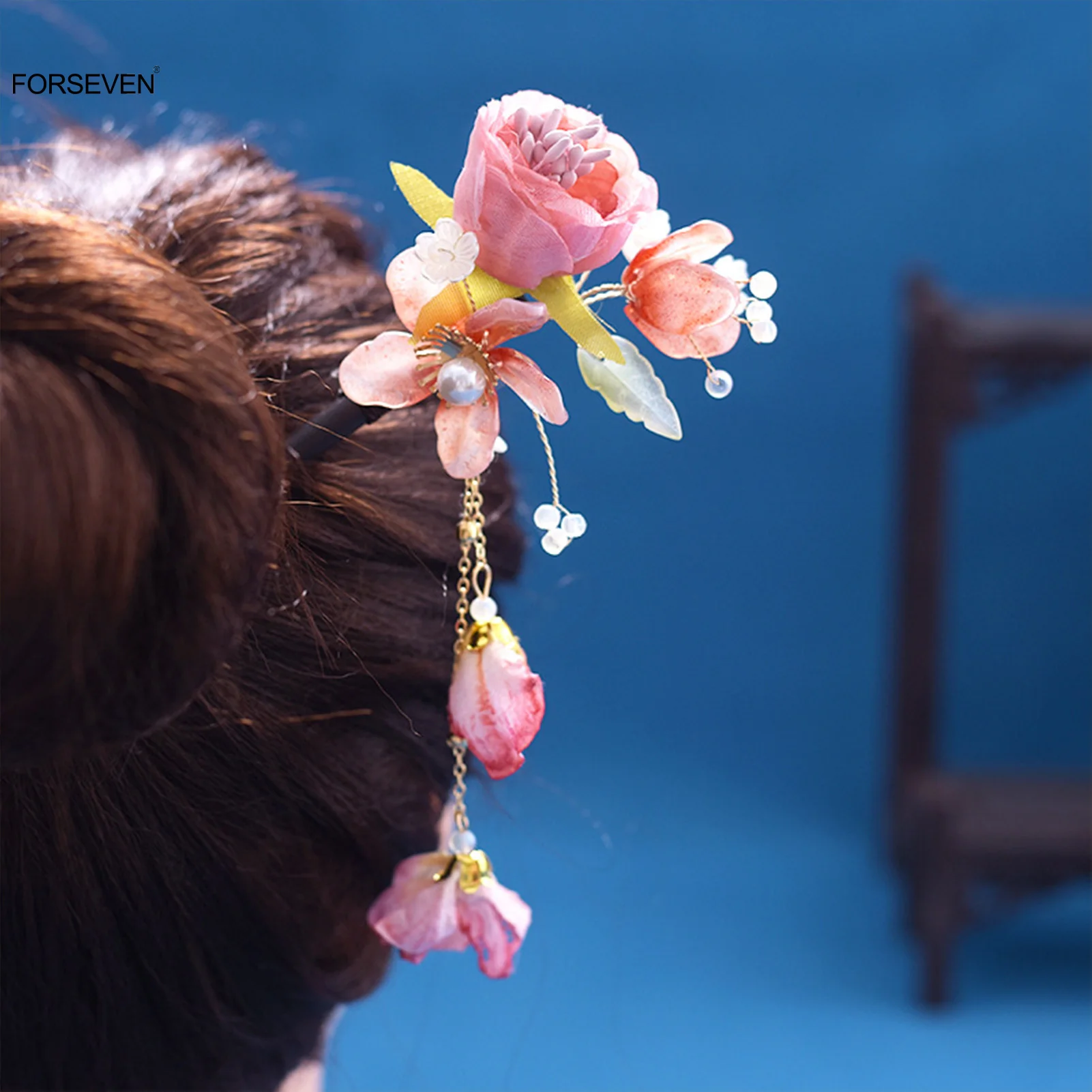 Horquillas de flores rosas y moradas para mujer y horquillas de madera para el pelo, estilo para hacer joyería, colgante - AliExpress
