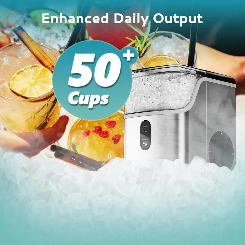 EUHOMY Nugget Ice Makers Countertop, Pebble Ice Maker Machine with 35lbs/24H Soft Ice, Self-Cleaning Sonic Maker