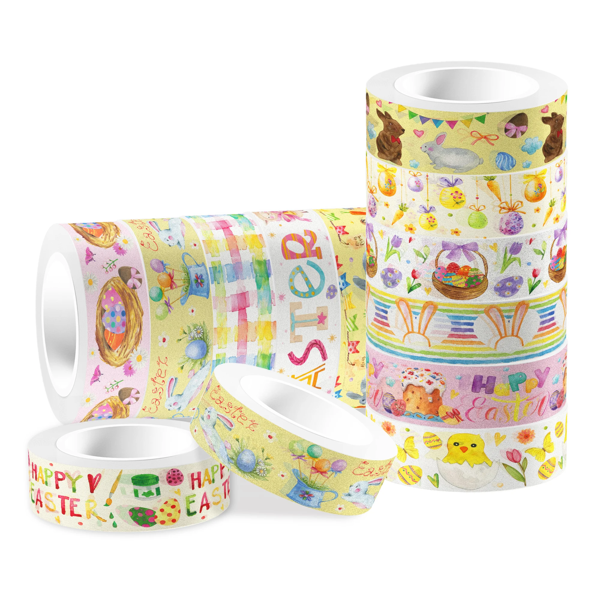 12 롤 부활절 날 계란 토끼 패턴 마스킹 테이프 DIY 핸드북 재료 스티커 Washi 테이프 Scrapbooking 생일 선물 용품
