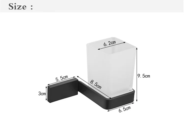 Bathroom Modern Wall-Mounted Toothbrush Holder Glass Cup Tumbler Frame Bathroom Storage Organizer Tooth Brush Cup Tools Washroom