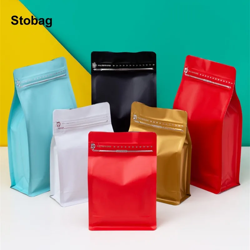

StoBag 50pcs Matte Coffee Beans Packaging Bag Aluminum Foil Sealed for Food Powder Tea Nuts Storage Airtight Reusable Pouches