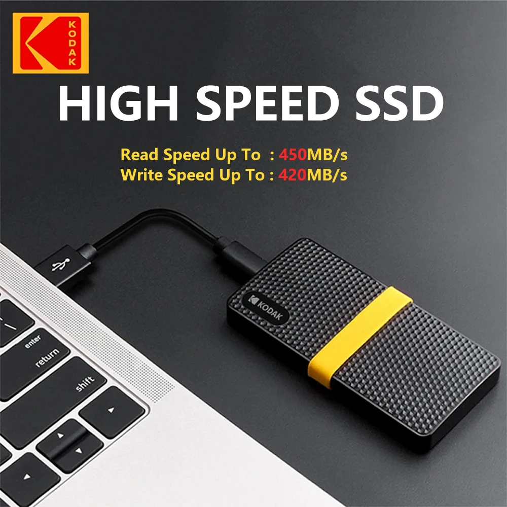 Kodak X200 Portable SSD 2TB 1TB USB 3.1 Type C External Drive Hard