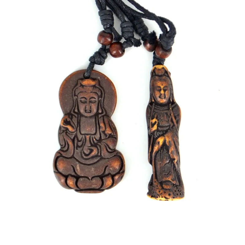 Guanyin Bodhisattva Buddismo Il Buddha Resina Intaglio Collane Con Ciondolo Amuleto Regalo Fortunato Moda Gioielli Religiosi